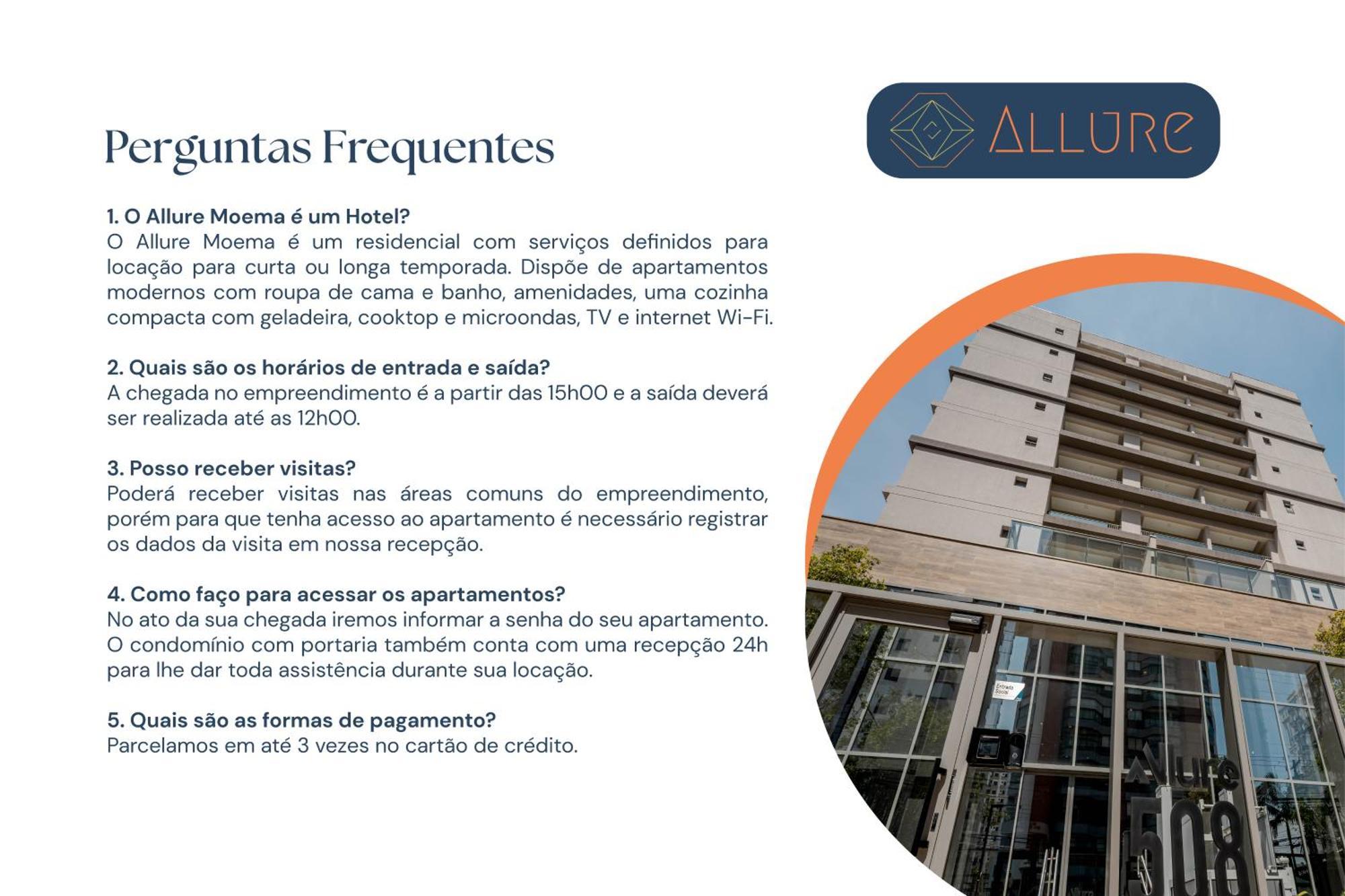 Apartamentos Studio Allure Moema - Com Cafe Da Manha Opcional, Recepcao E Valet 24 Horas Sao Paulo Exterior photo